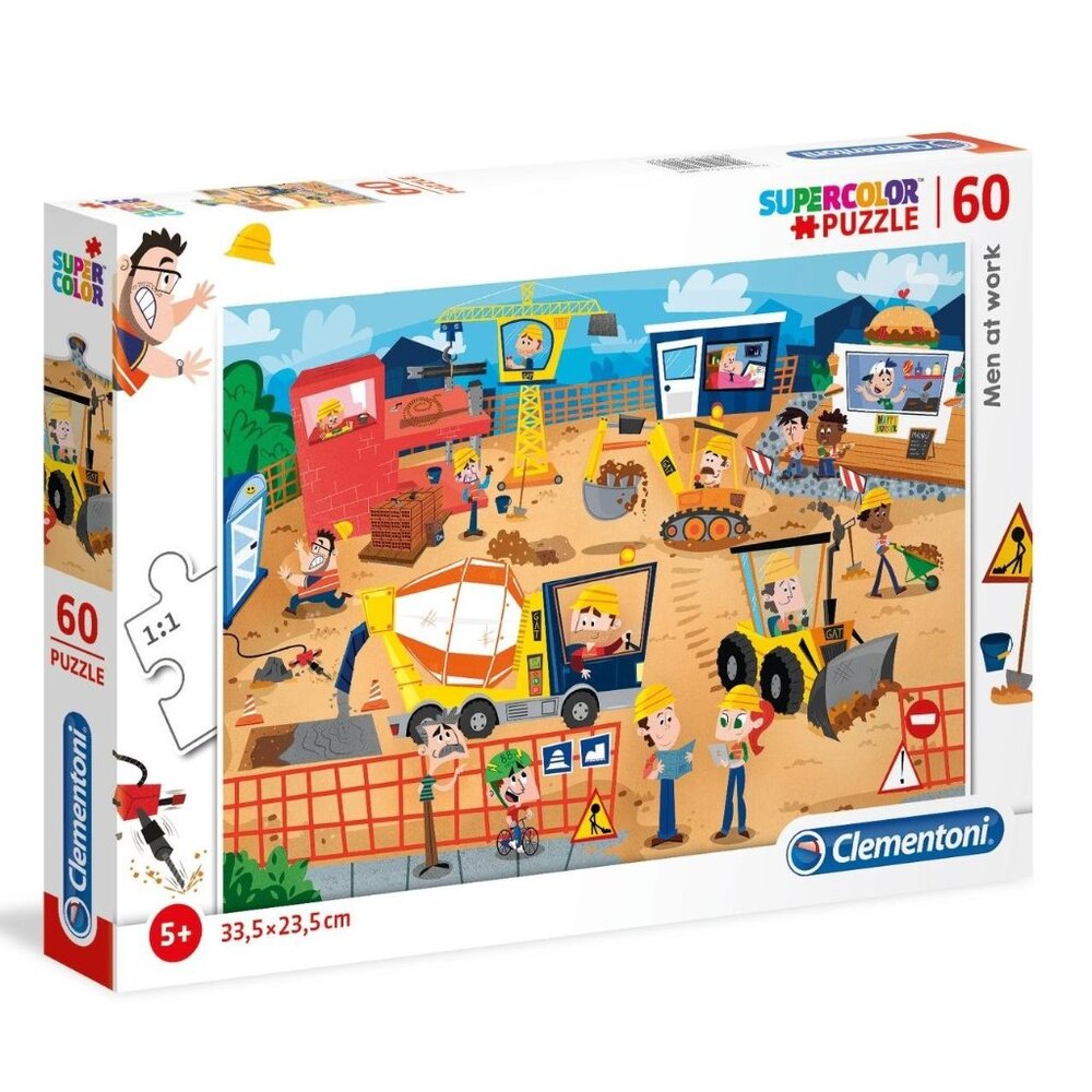 Clementoni Men at Work Supercolor Puzzle 60 Pieces For Age 5+ New Sealed